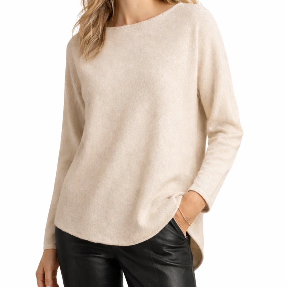 Michael Kors Hi-Lo Hem Sweater Gold Logo & Back Zipper • Size Medium • LIKE NEW